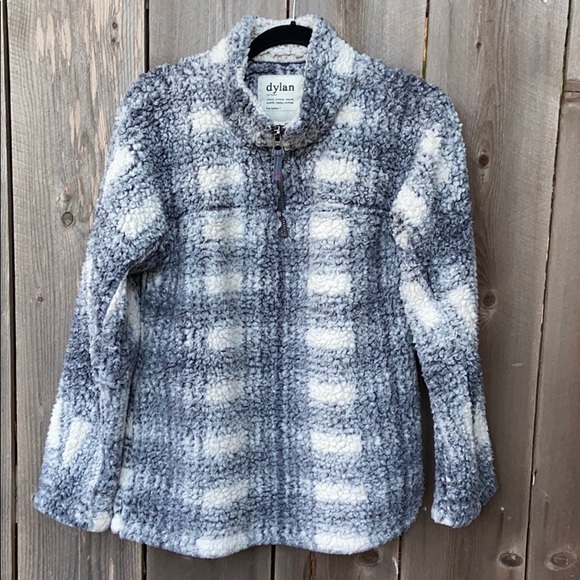 dylan Tops Dylan Big Plaid Frosty Tipped Stadium Pullover